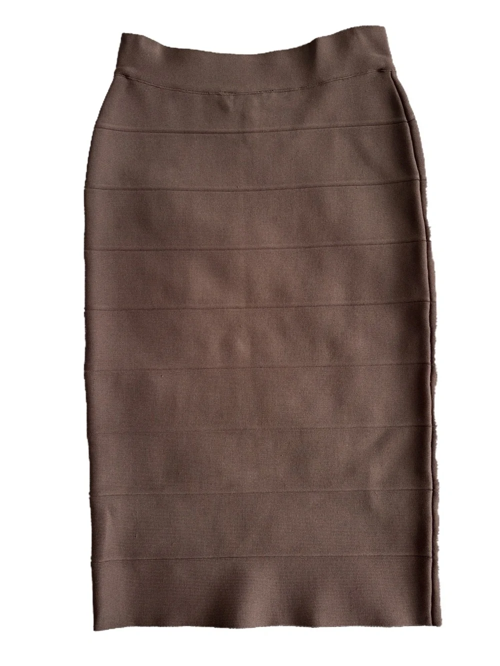 BCBGMaxAzria Bandage Pencil Skirt Grey Dusk Taupe Brown Bodycon Skirt Size Small - Picture 2 of 11
